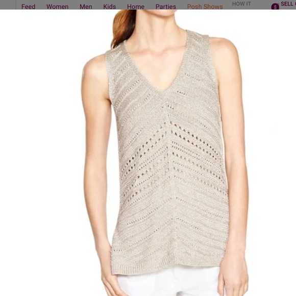 WHBM S/L Stitchy Tank in Pearl Dust sz xs EUC - Picture 3 of 8
